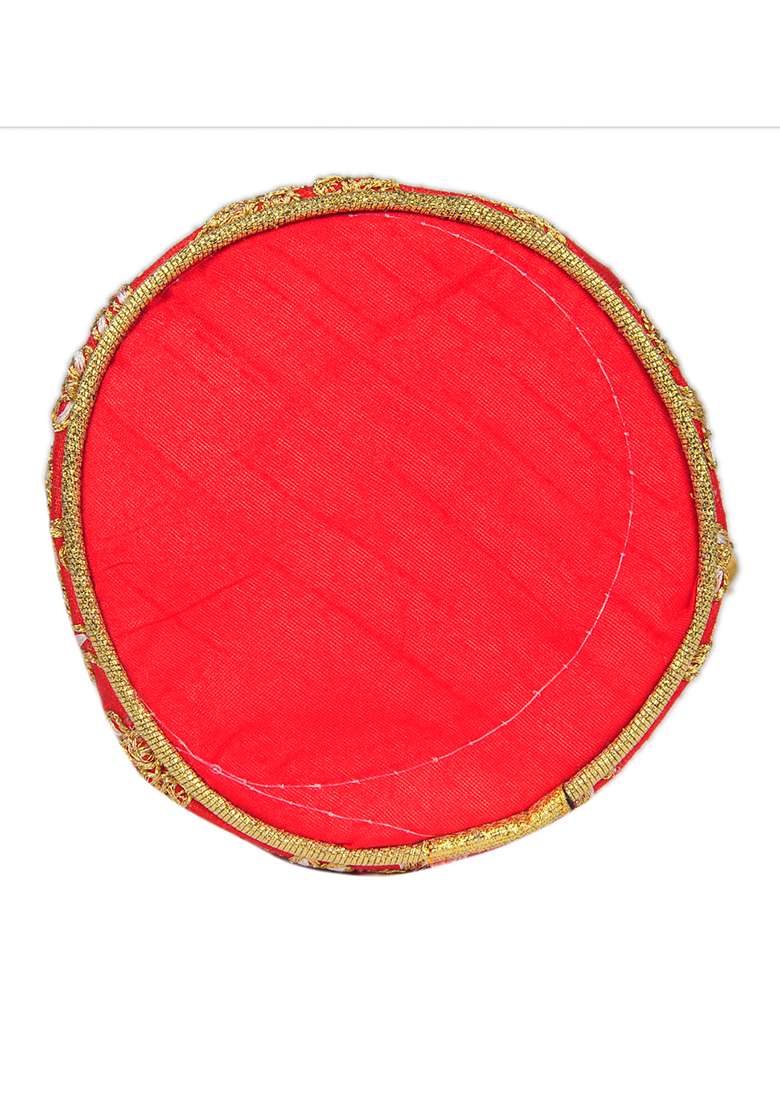 Red Raw Silk Drawstring Rajasthani Style Potli Bags - Indya