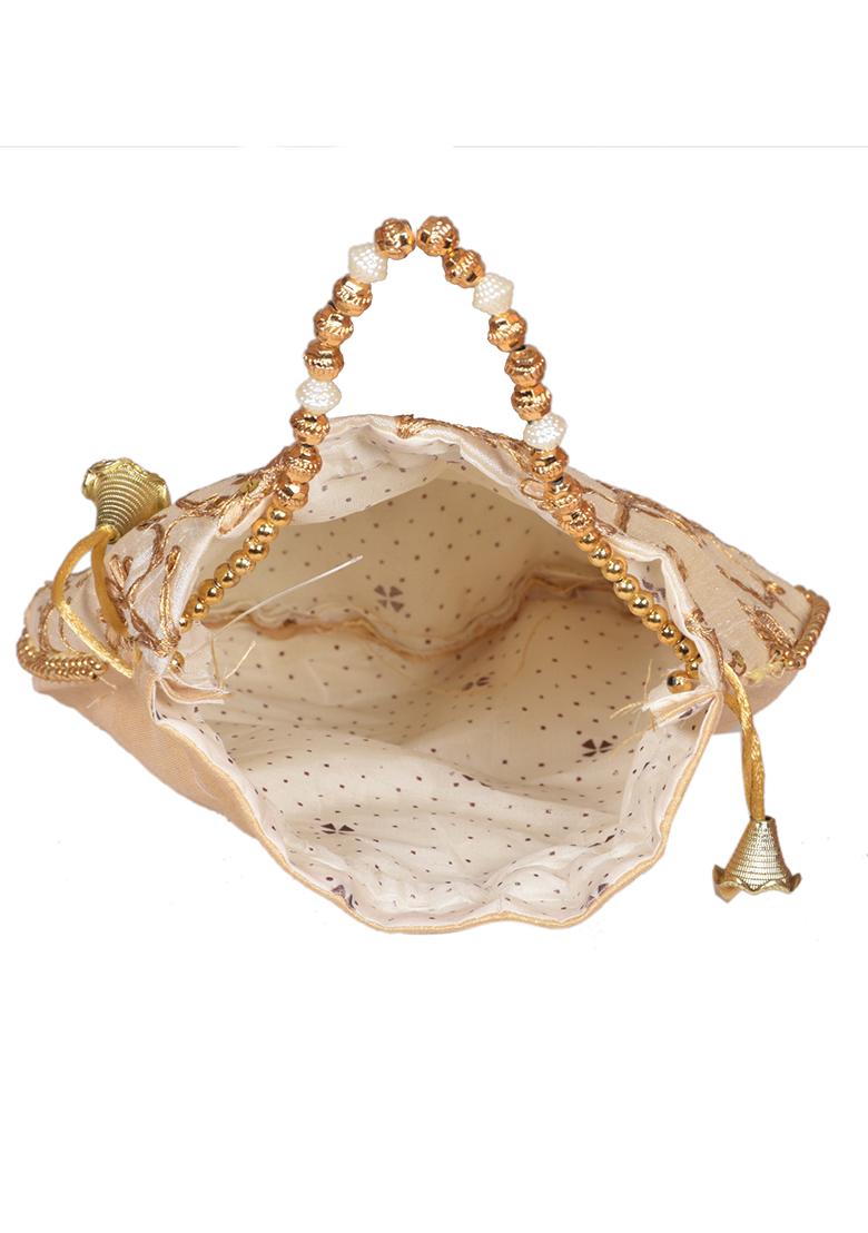 Pink Raw Silk Drawstring Rajasthani Style Potli Bags