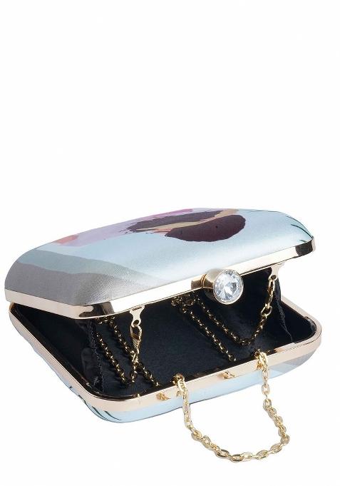 Women Abstract Printed Box Clutch