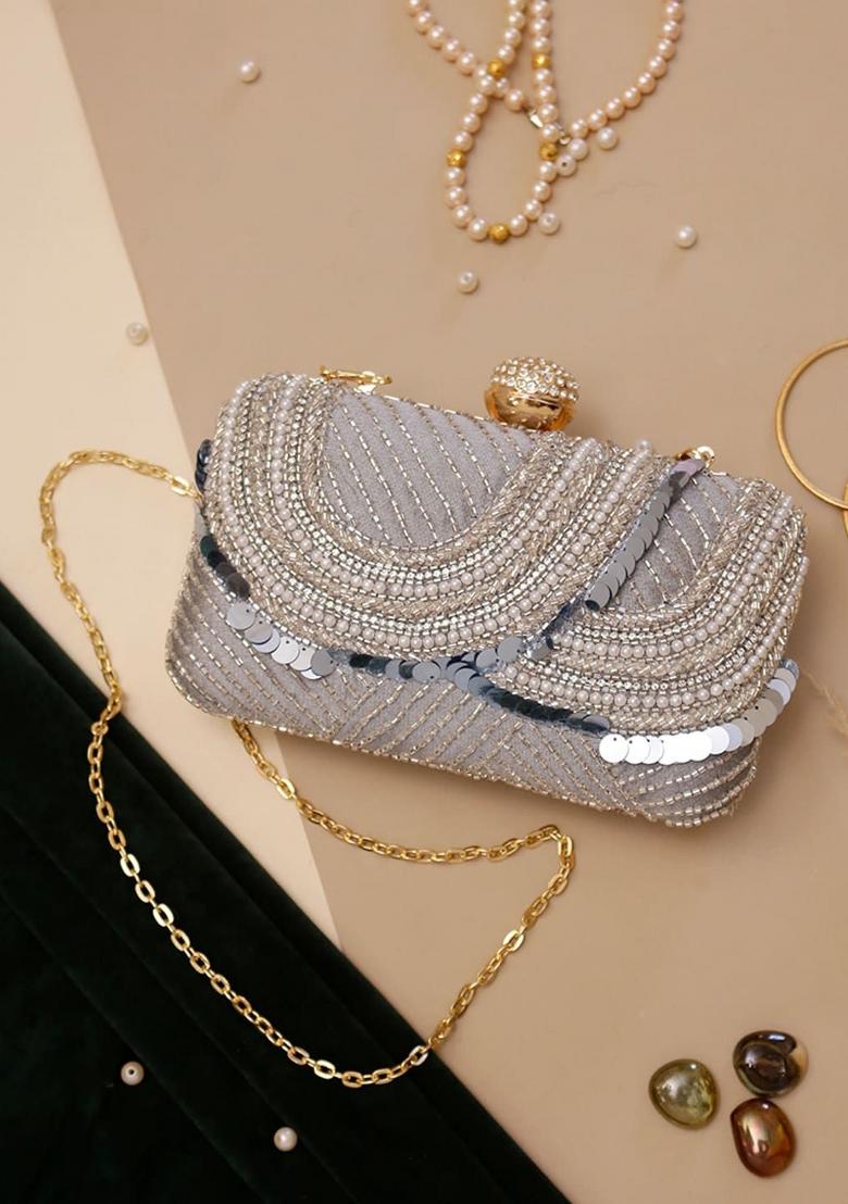 Embellished Structured Clutch Bag
