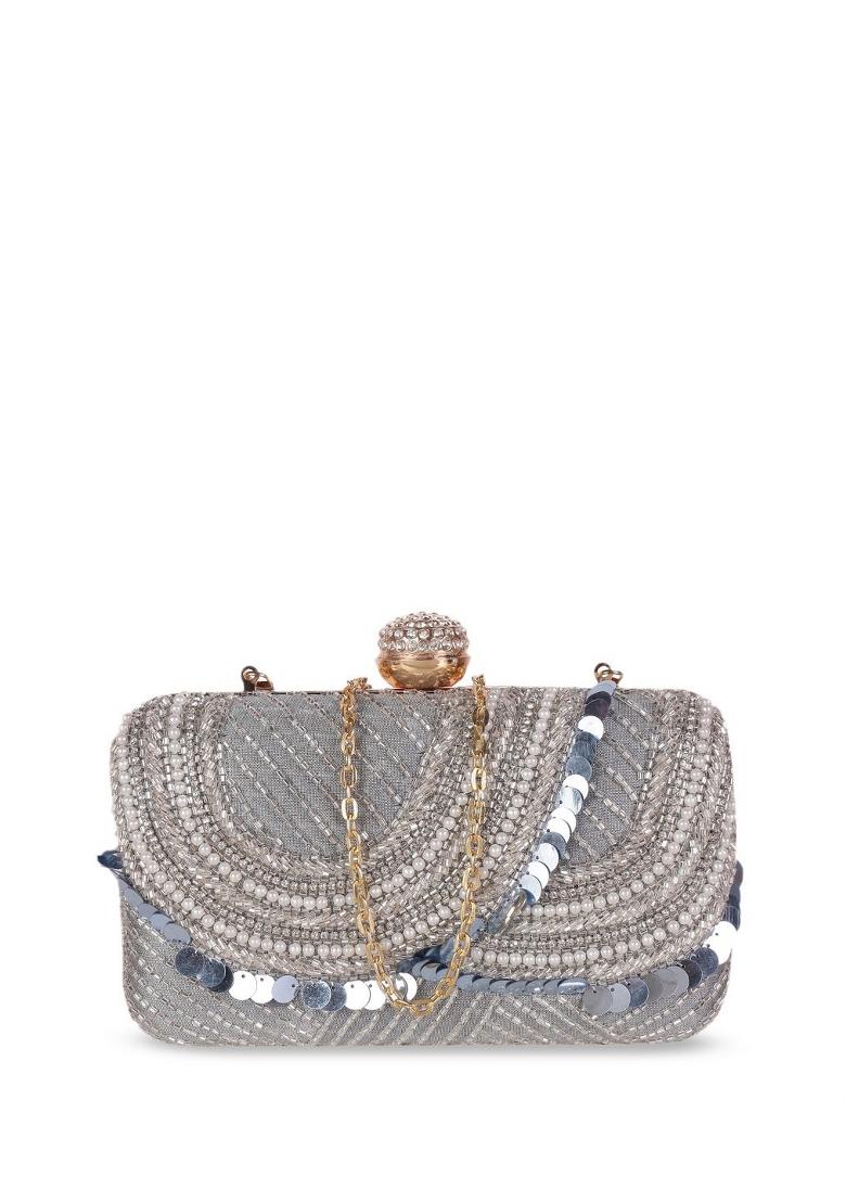 Embellished Structured Clutch Bag