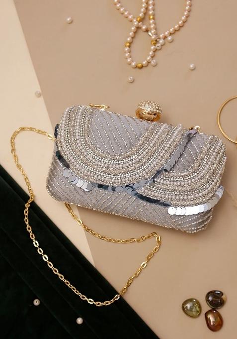 Embellished Structured Clutch Bag