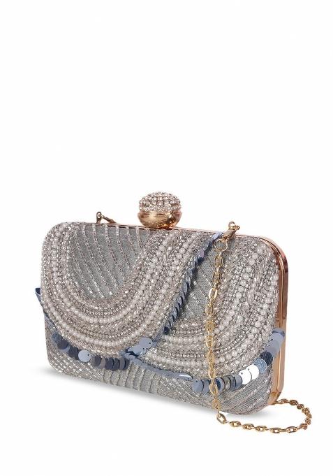 Embellished Structured Clutch Bag