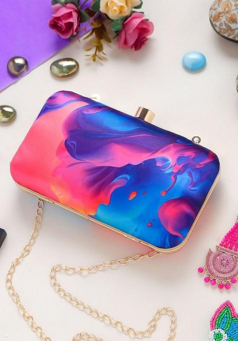 Water Resistant Printed Box Clutch