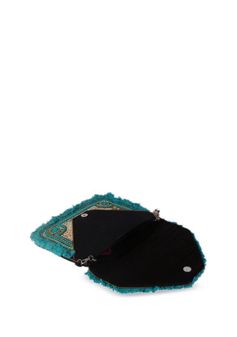 Ethnic Motifs Embellished Structured Clutch Bag