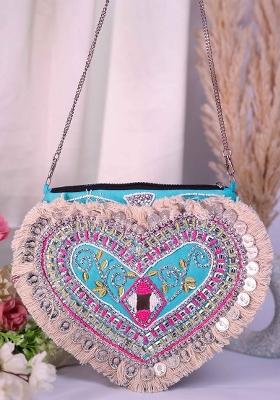 Floral Embellished Structured Clutch Bag