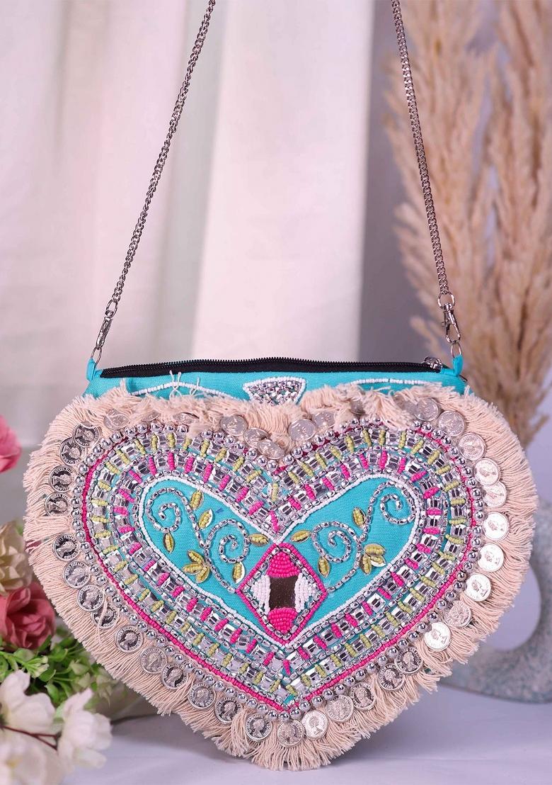 Floral Embellished Structured Clutch Bag