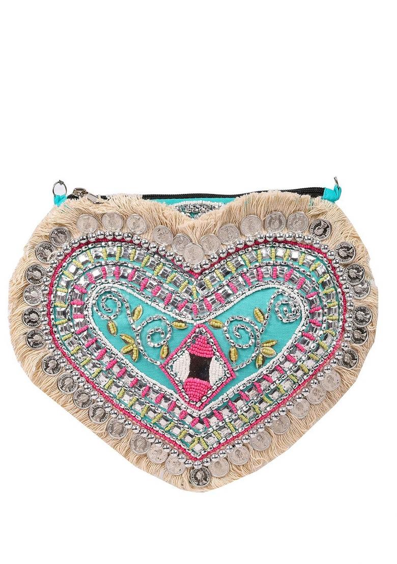 Floral Embellished Structured Clutch Bag