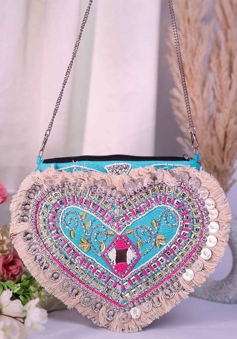 Floral Embellished Structured Clutch Bag