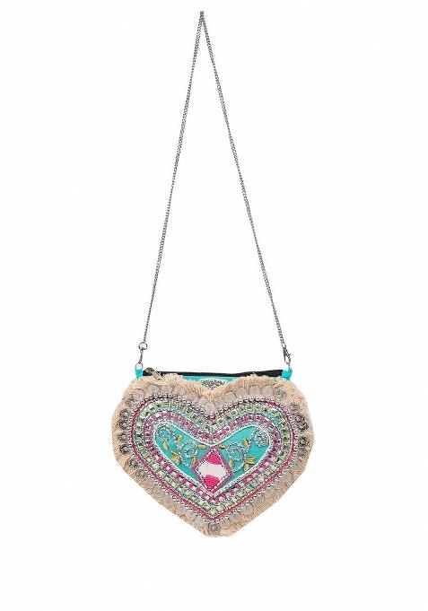 Floral Embellished Structured Clutch Bag