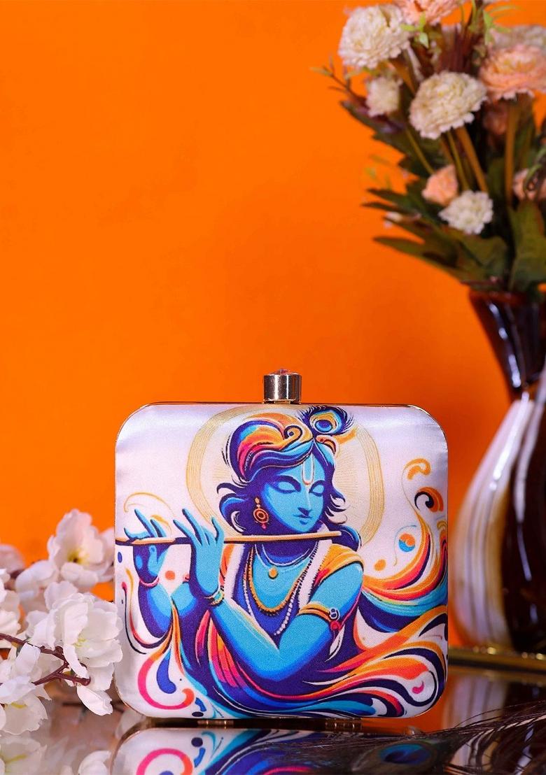 Floral Embellished Structured Clutch Bag