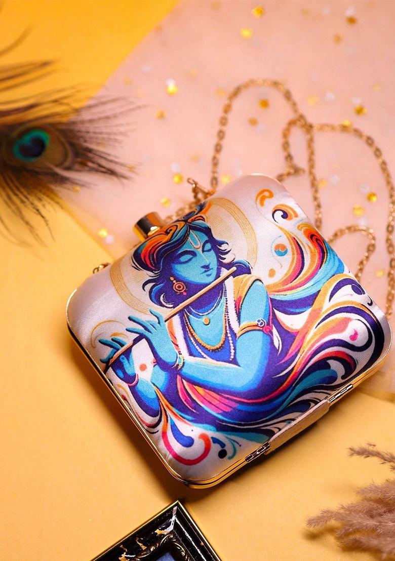 Floral Embellished Structured Clutch Bag