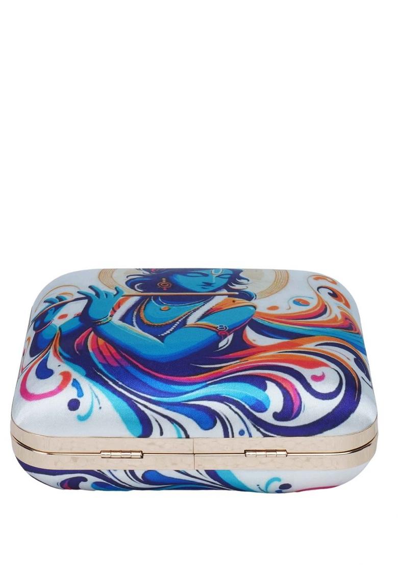 Floral Embellished Structured Clutch Bag