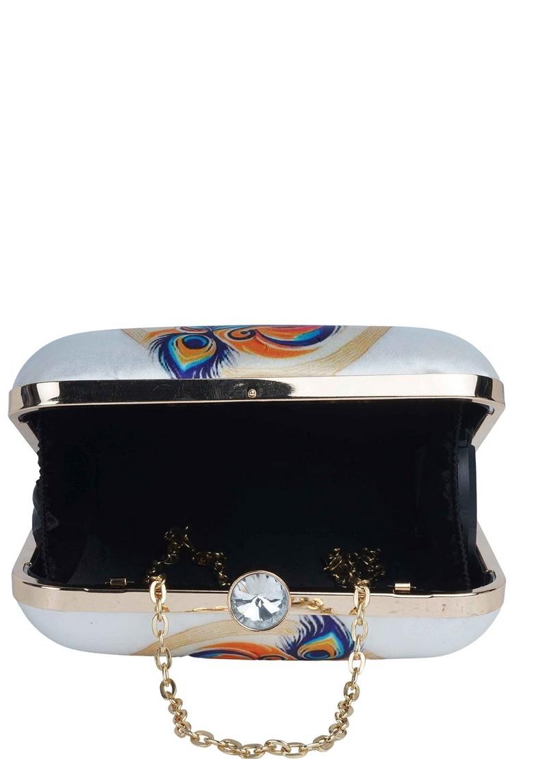 Floral Embellished Structured Clutch Bag