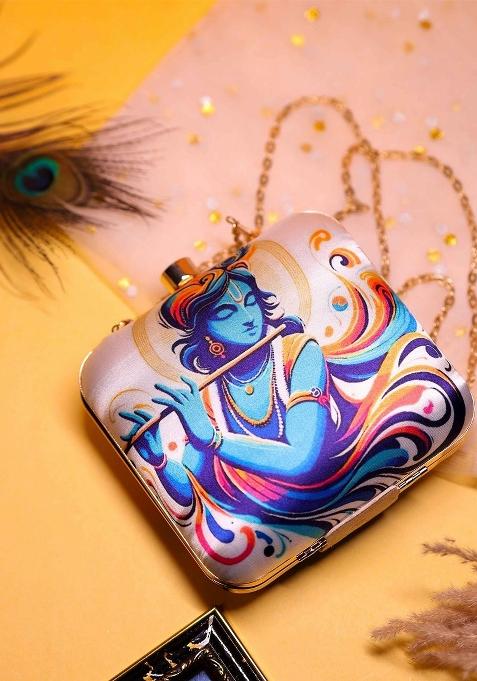 Floral Embellished Structured Clutch Bag