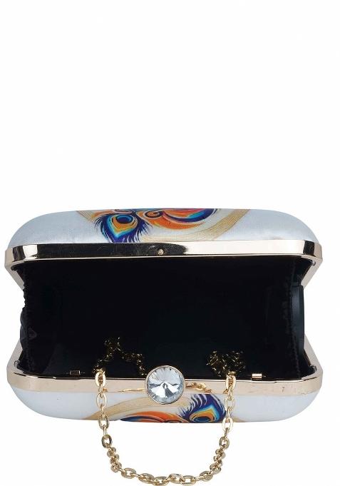 Floral Embellished Structured Clutch Bag