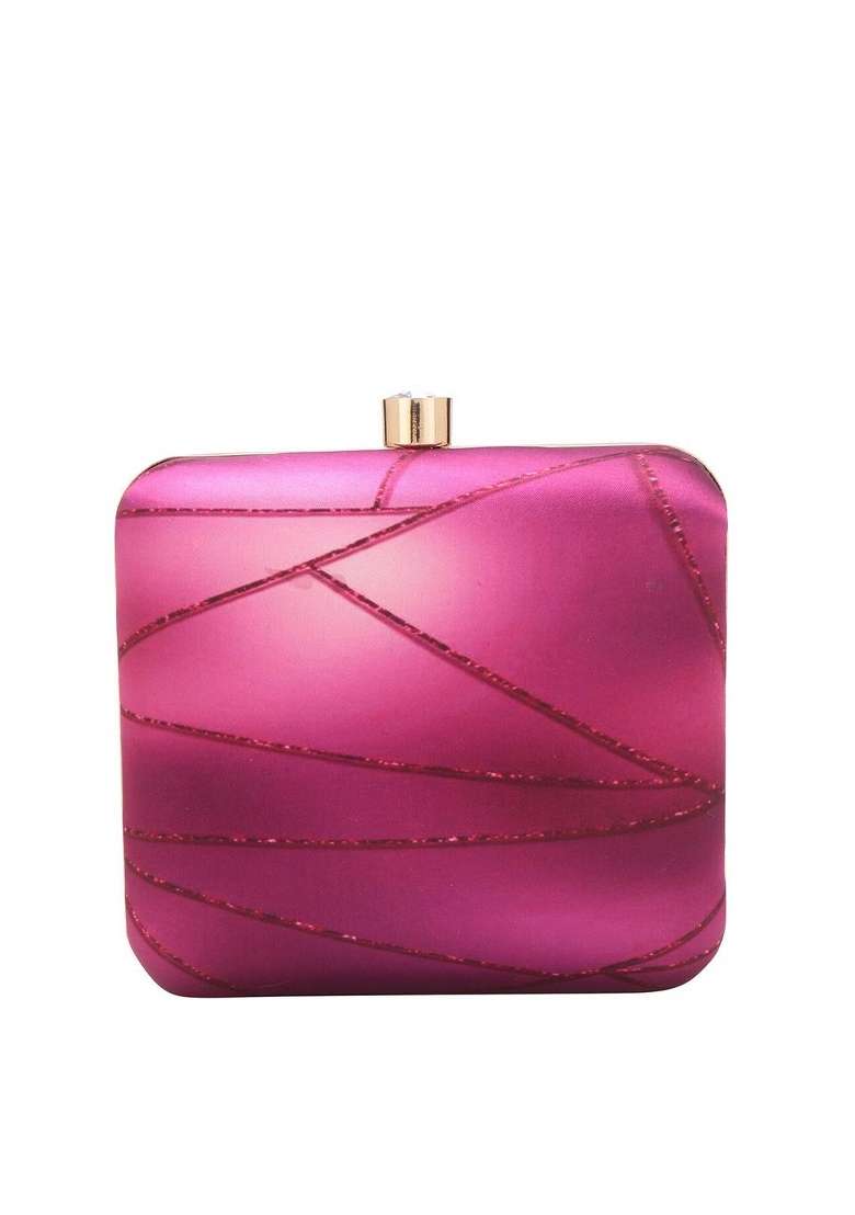 Purple Printed Box Clutch - Indya