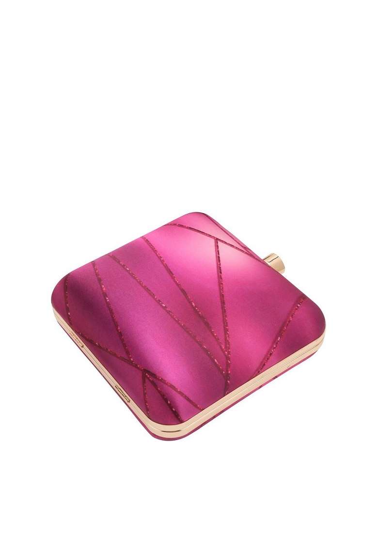 Purple Printed Box Clutch - Indya