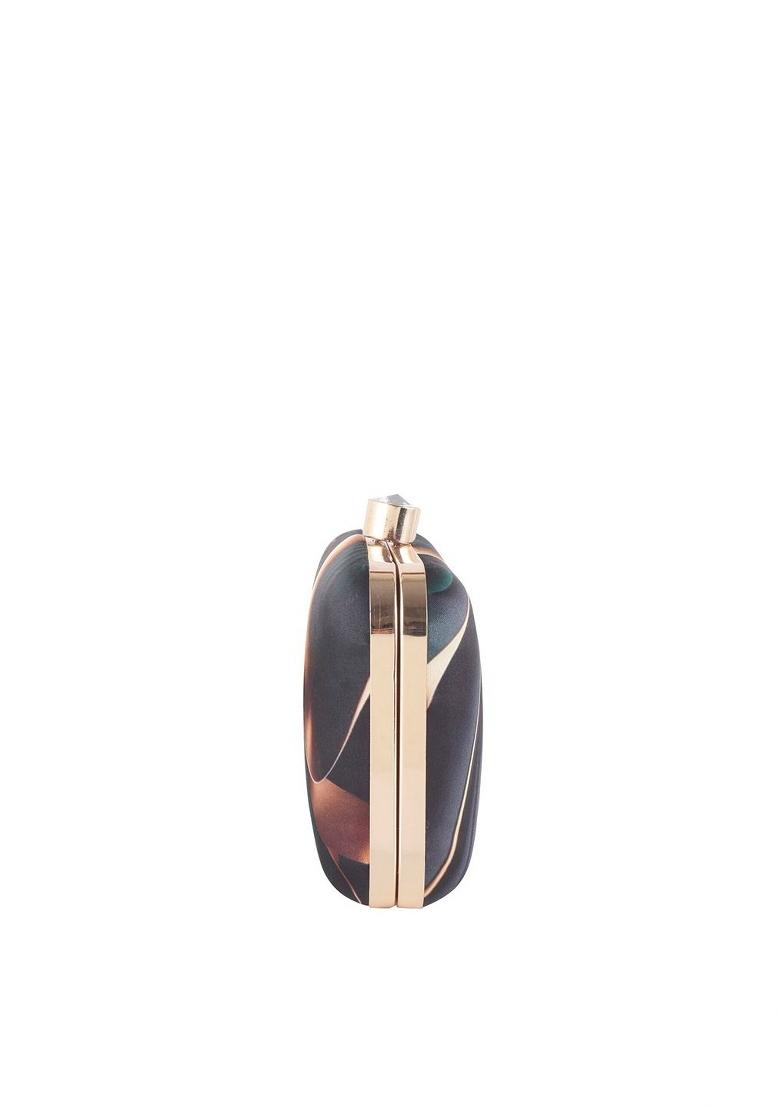 Printed Box Clutch With Sling Strap