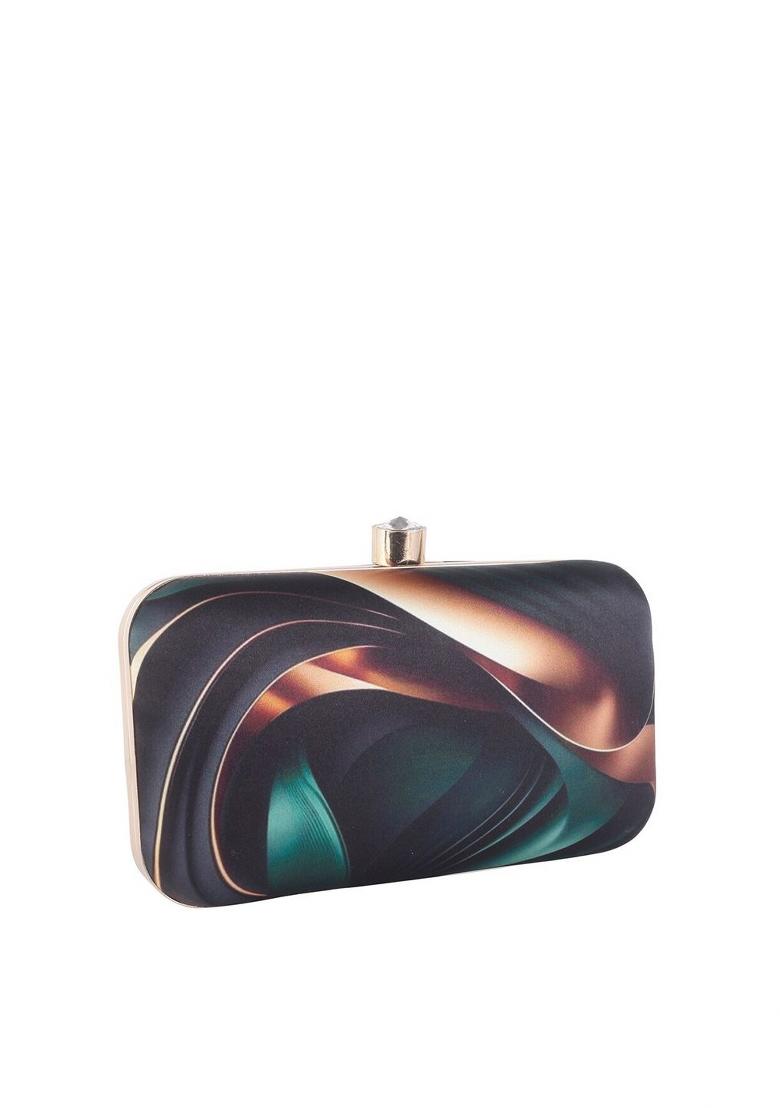 Printed Box Clutch With Sling Strap