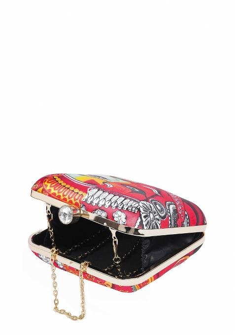 Abstract Printed Structured Clutch With Clutch Chain