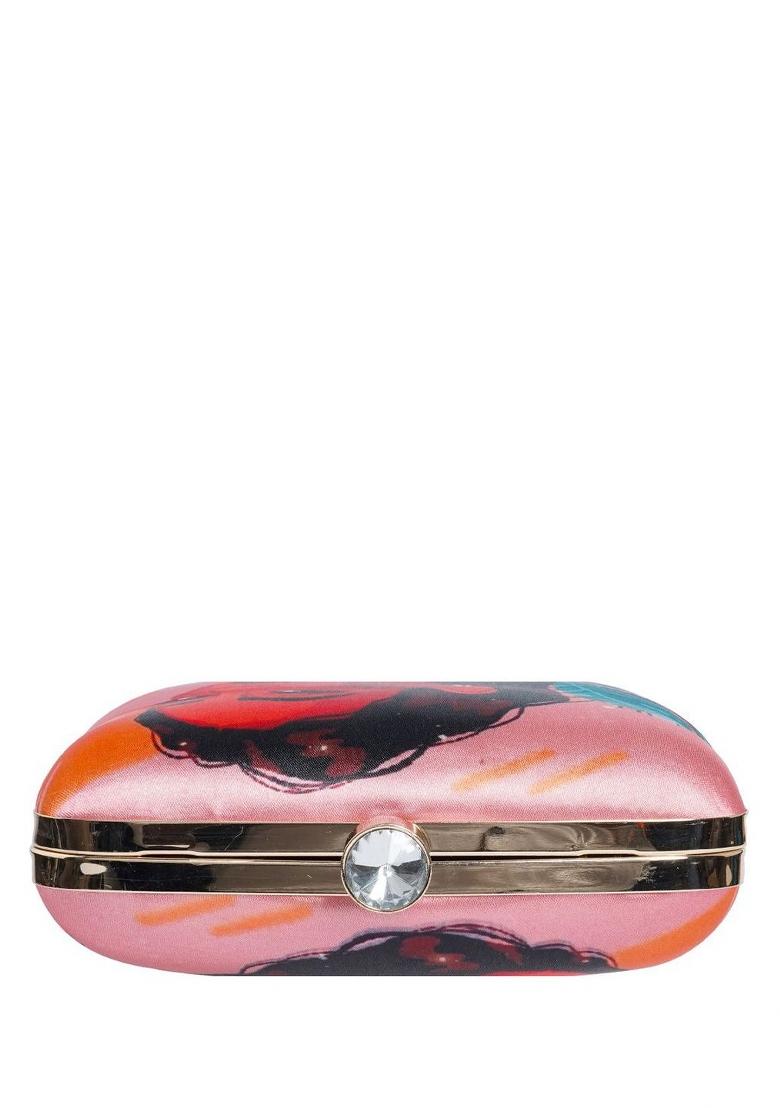 Abstract Printed Structured Clutch With Clutch Chain