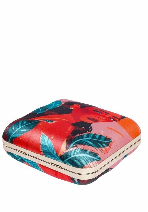 Abstract Printed Structured Clutch With Clutch Chain