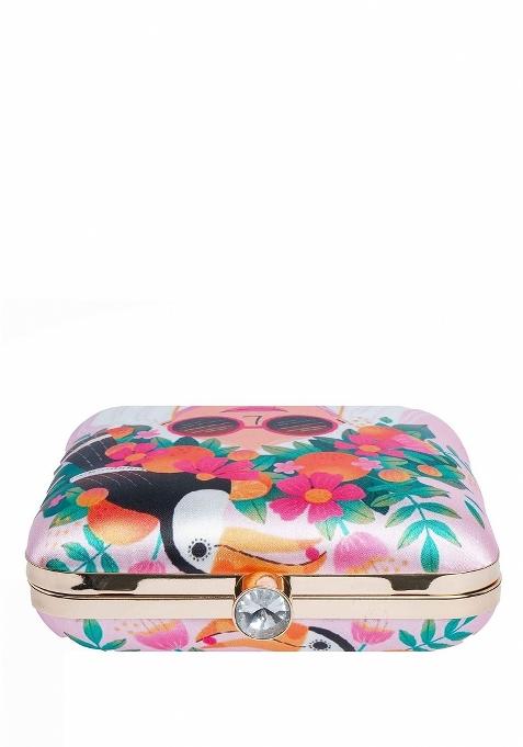 Floral Embellished Structured Clutch Bag