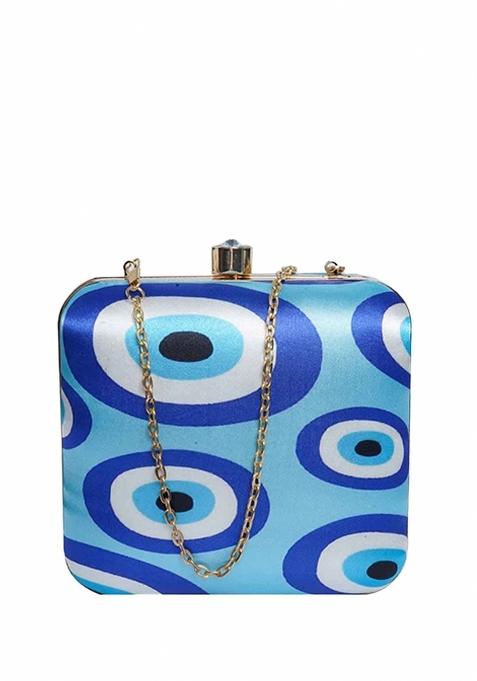 Abstract Printed Structured Clutch With Clutch Chain