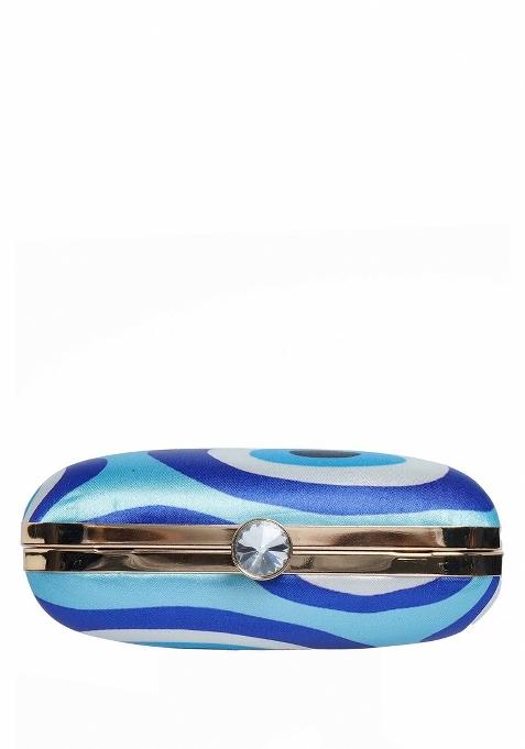 Abstract Printed Structured Clutch With Clutch Chain