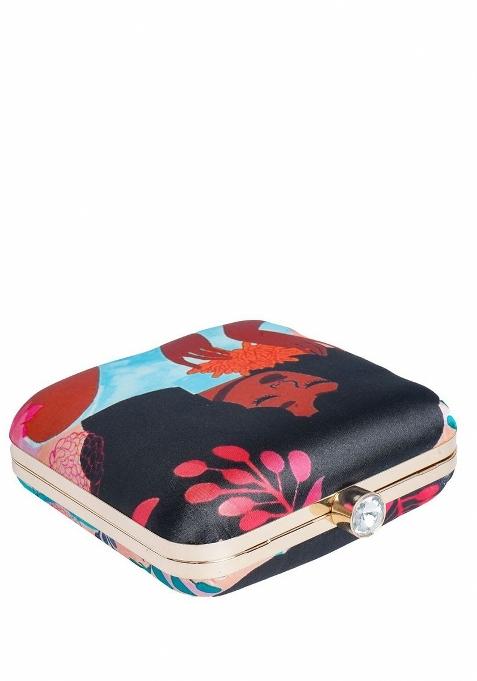 Abstract Printed Structured Clutch With Clutch Chain