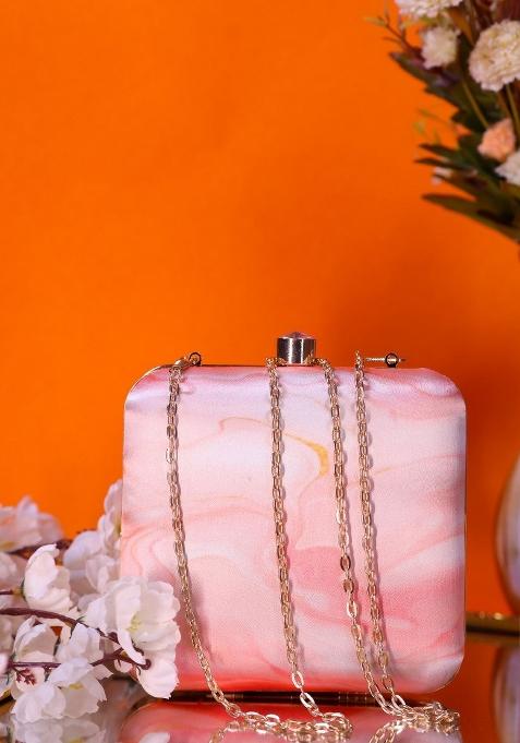 Women Abstract Printed Box Clutch