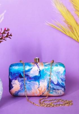 Abstract Digital Printed Box Clutch