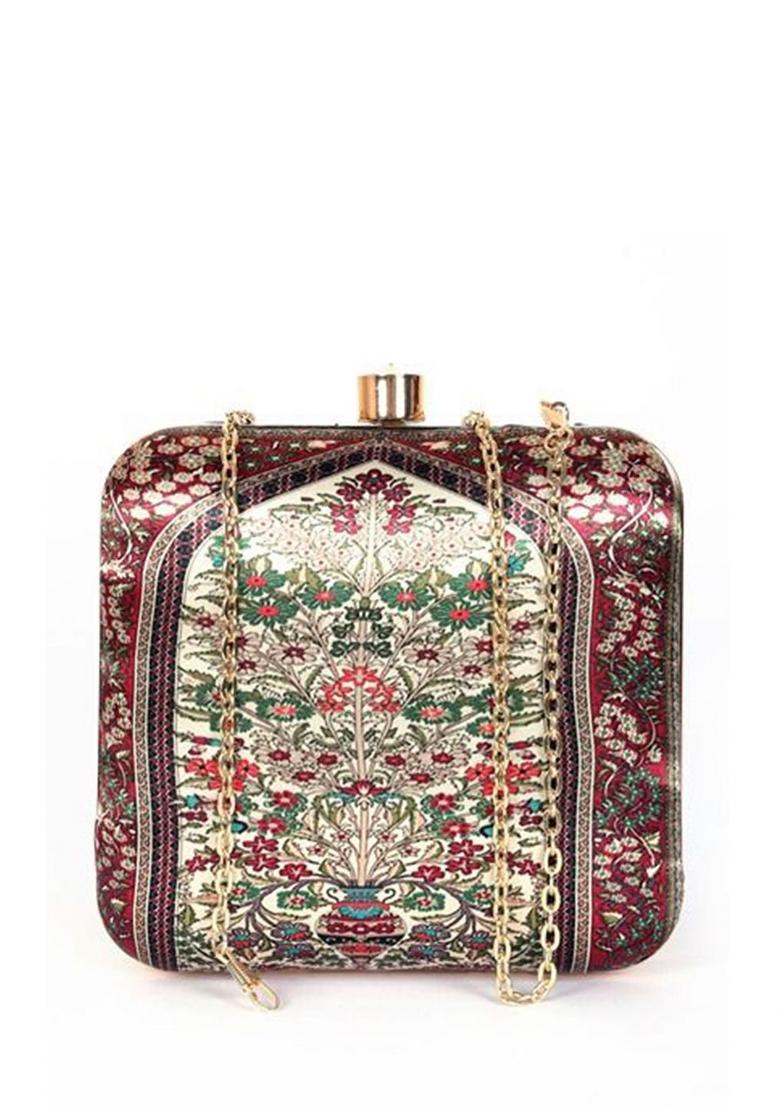 Floral Printed Box Clutch