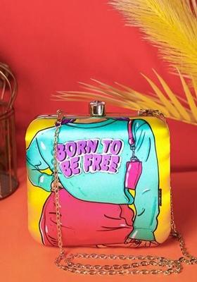 Printed Shoulder Strap Box Clutch