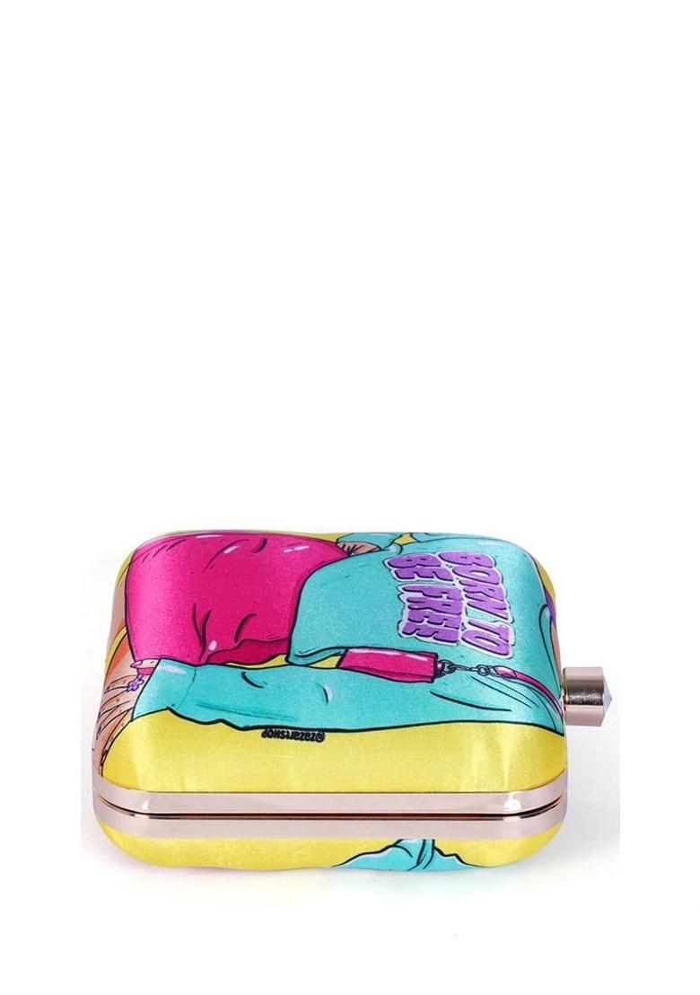 Printed Shoulder Strap Box Clutch