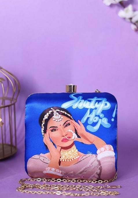 Printed Shoulder Strap Box Clutch