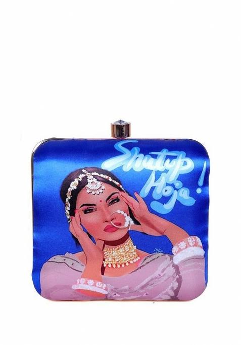 Printed Shoulder Strap Box Clutch