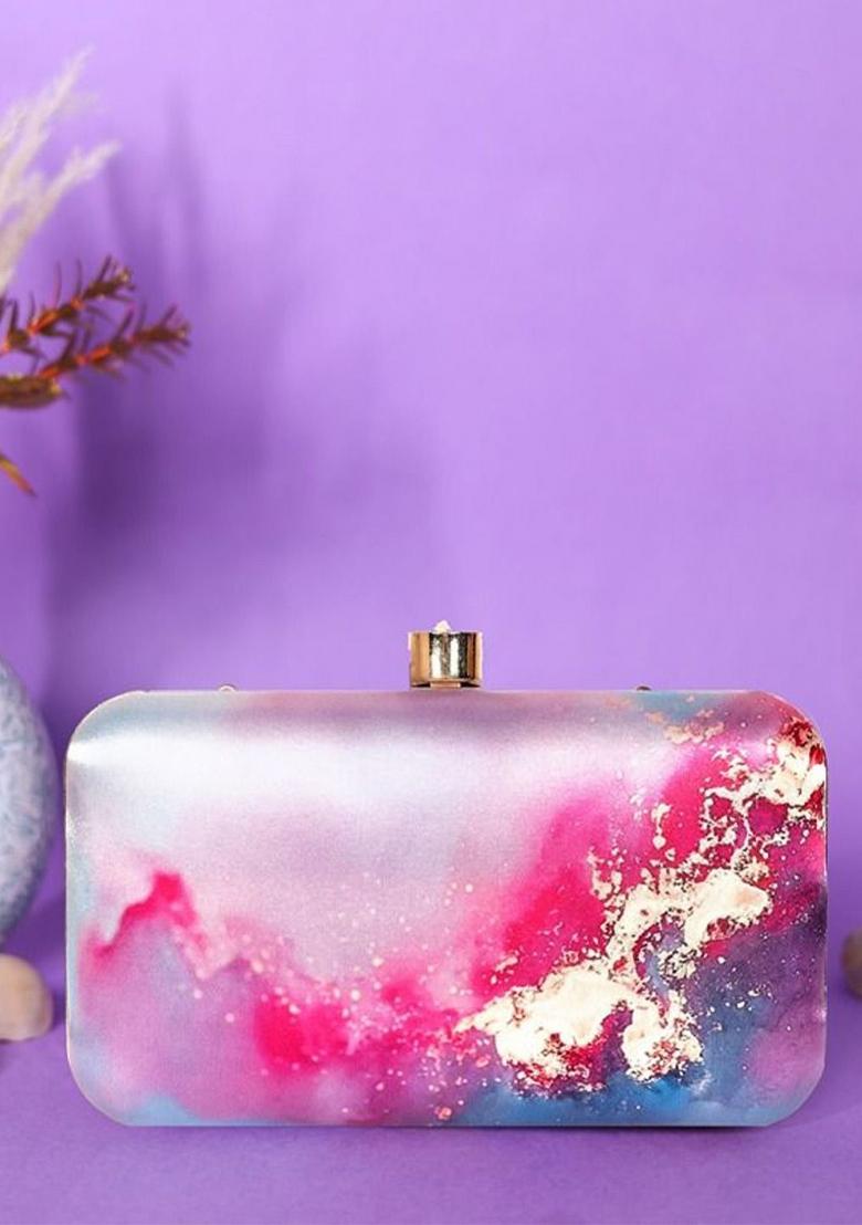 Abstract Digital Printed Box Clutch