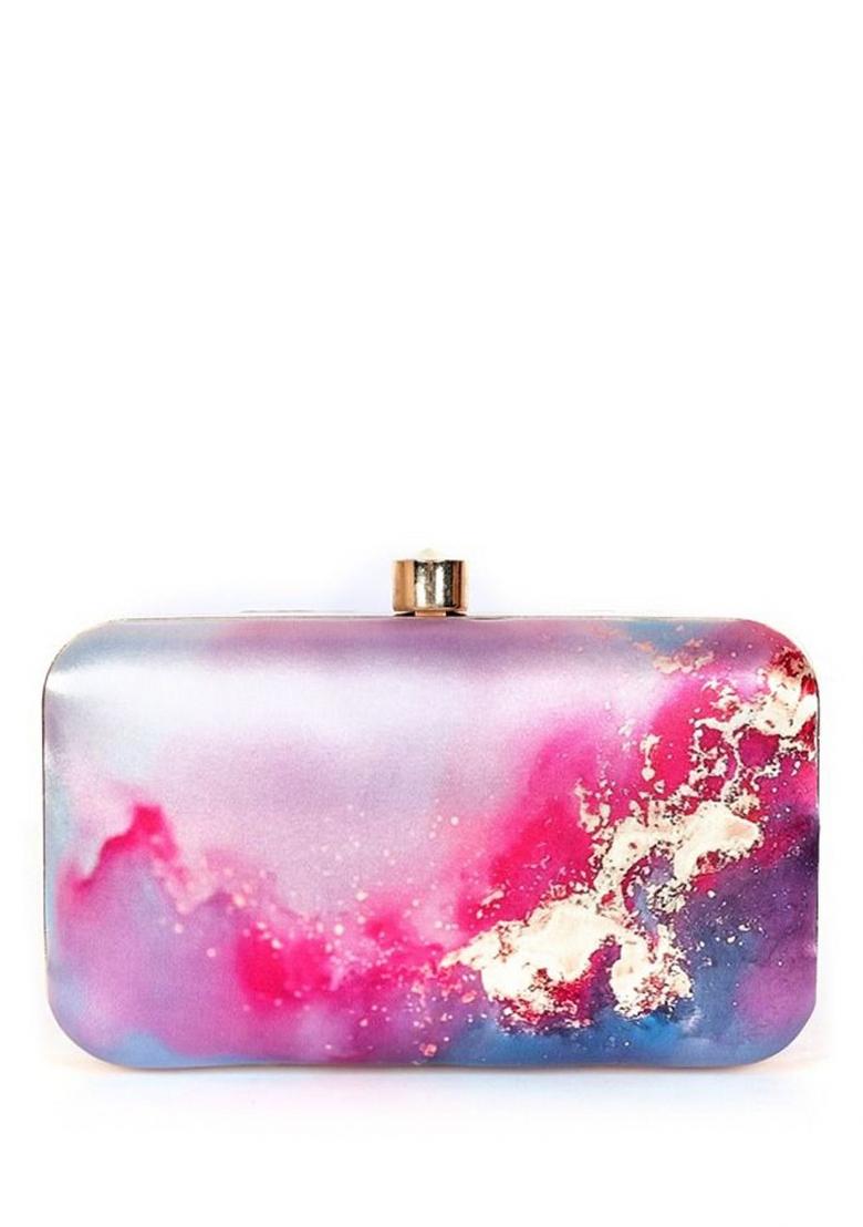 Abstract Digital Printed Box Clutch