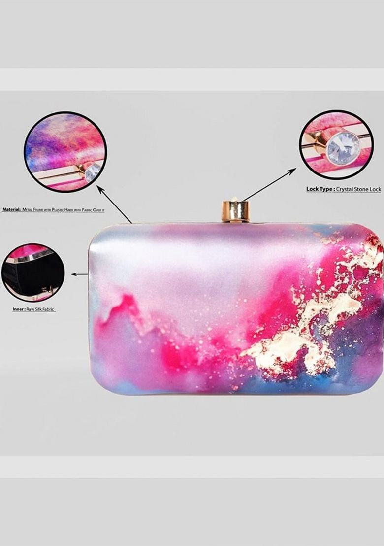 Abstract Digital Printed Box Clutch