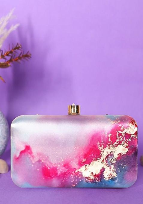 Abstract Digital Printed Box Clutch