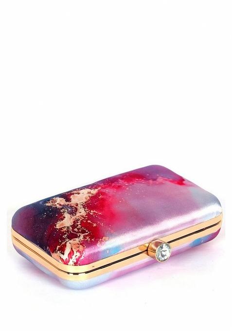 Abstract Digital Printed Box Clutch