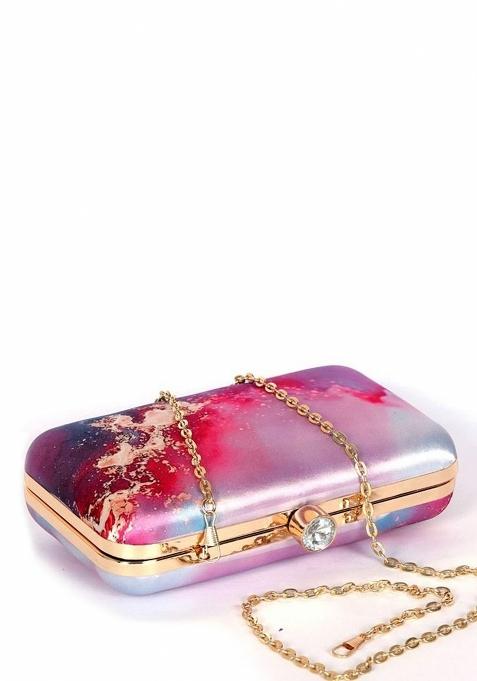 Abstract Digital Printed Box Clutch