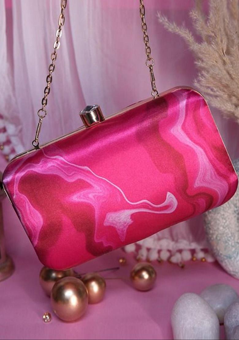 Printed Shoulder Strap Box Clutch