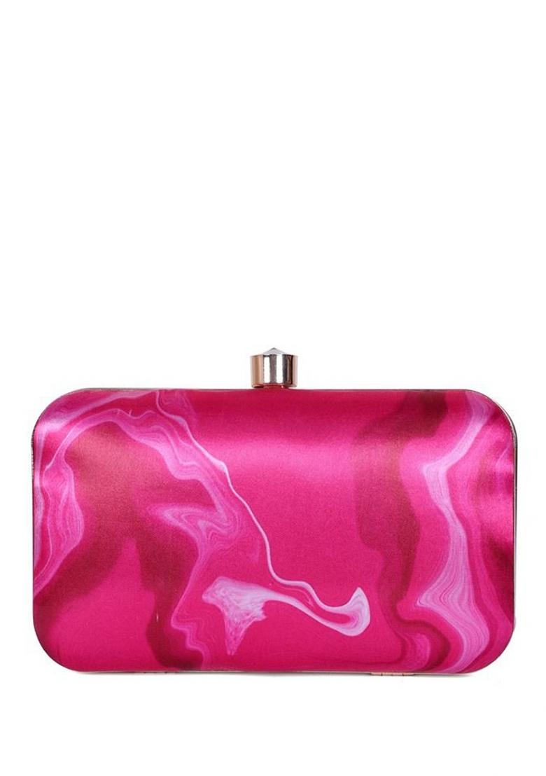 Printed Shoulder Strap Box Clutch