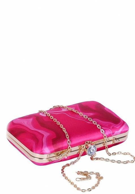 Printed Shoulder Strap Box Clutch