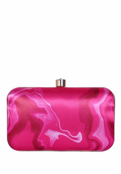 Printed Shoulder Strap Box Clutch