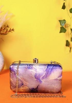 Printed Shoulder Strap Box Clutch