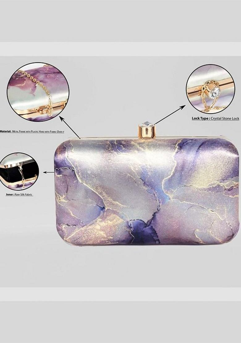 Printed Shoulder Strap Box Clutch